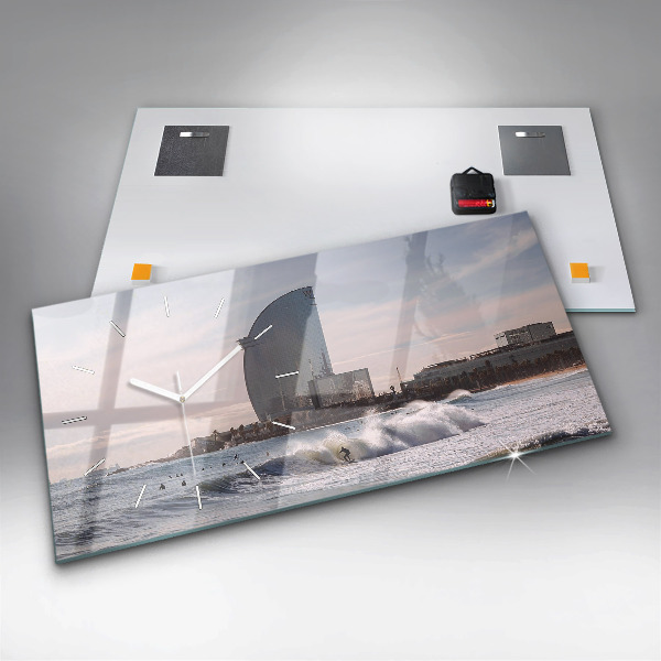 Horizontal wall clock Barcelona Surfer