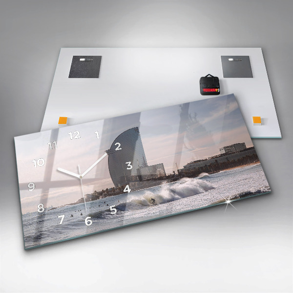 Horizontal wall clock Barcelona Surfer