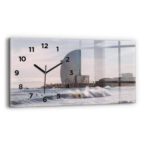 Horizontal wall clock Barcelona Surfer