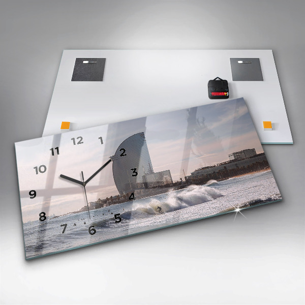 Horizontal wall clock Barcelona Surfer