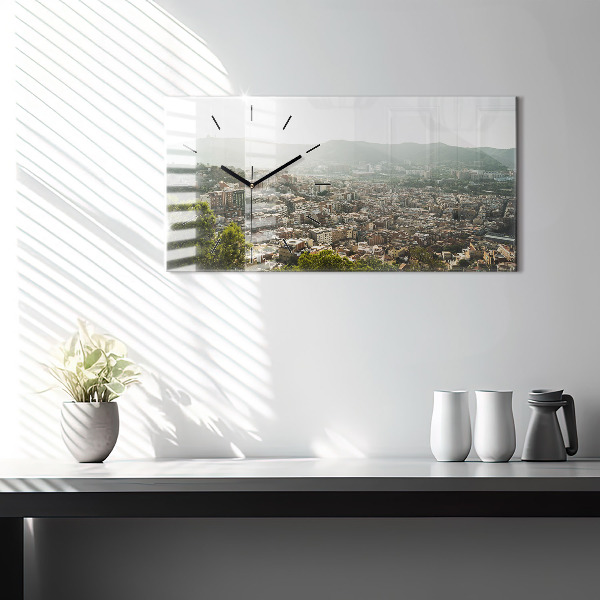 Horizontal wall clock Barcelona view Montjuic