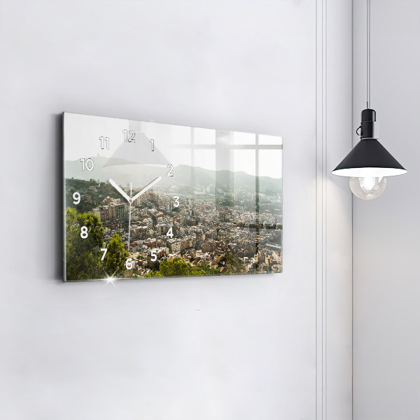 Horizontal wall clock Barcelona view Montjuic