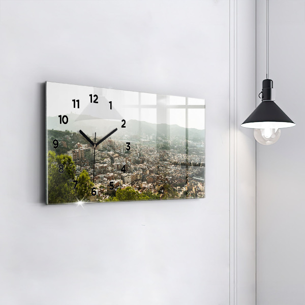 Horizontal wall clock Barcelona view Montjuic