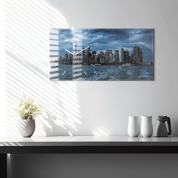 Horizontal wall clock New York City Panorama