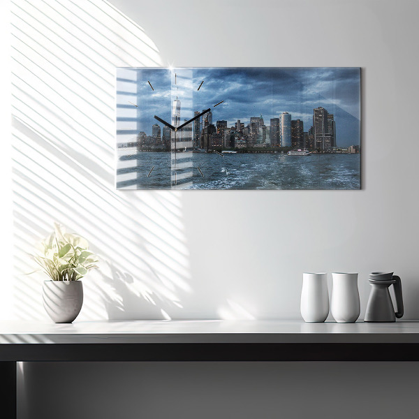 Horizontal wall clock New York City Panorama