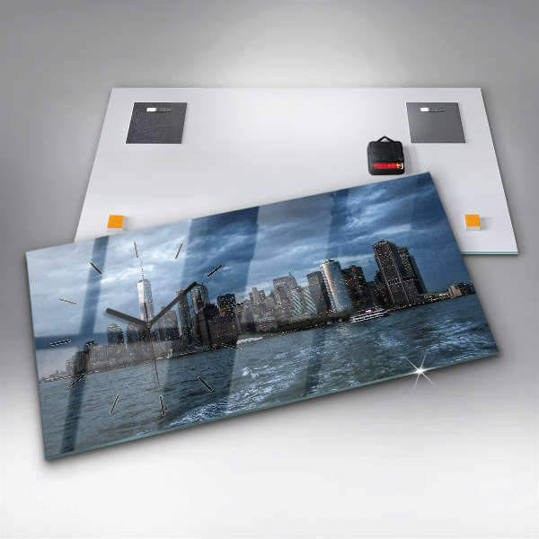 Horizontal wall clock New York City Panorama
