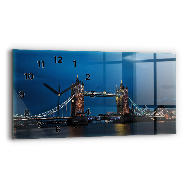 Horizontal wall clock Tower Bridge London at night