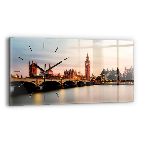 Horizontal wall clock Big Ben London panorama