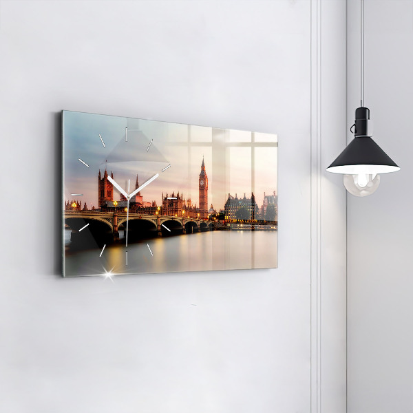 Horizontal wall clock Big Ben London panorama