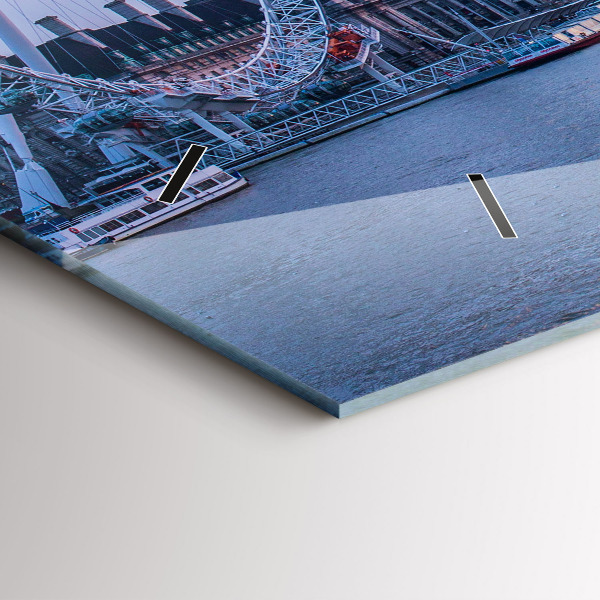 Horizontal wall clock London Eye city panorama