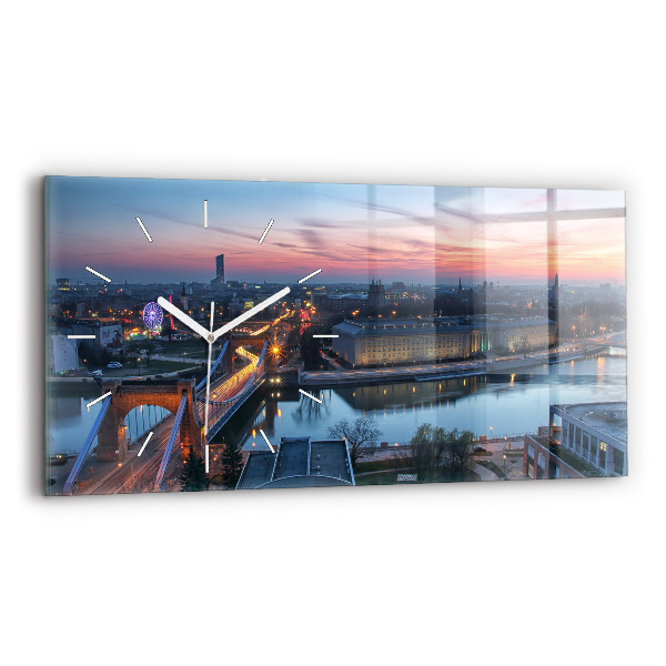 Horizontal wall clock Wroclaw from a drone