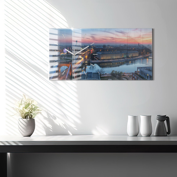 Horizontal wall clock Wroclaw from a drone