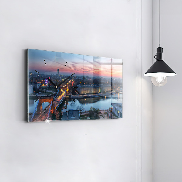 Horizontal wall clock Wroclaw from a drone