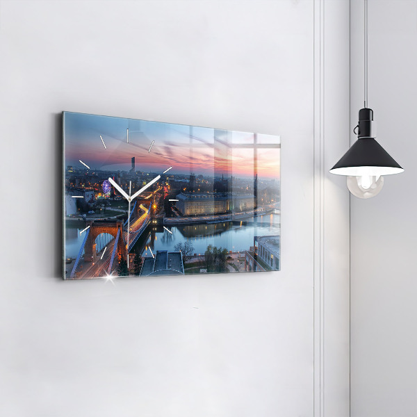 Horizontal wall clock Wroclaw from a drone