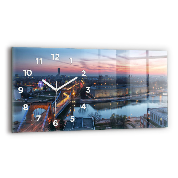 Horizontal wall clock Wroclaw from a drone