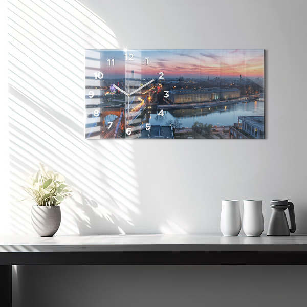 Horizontal wall clock Wroclaw from a drone