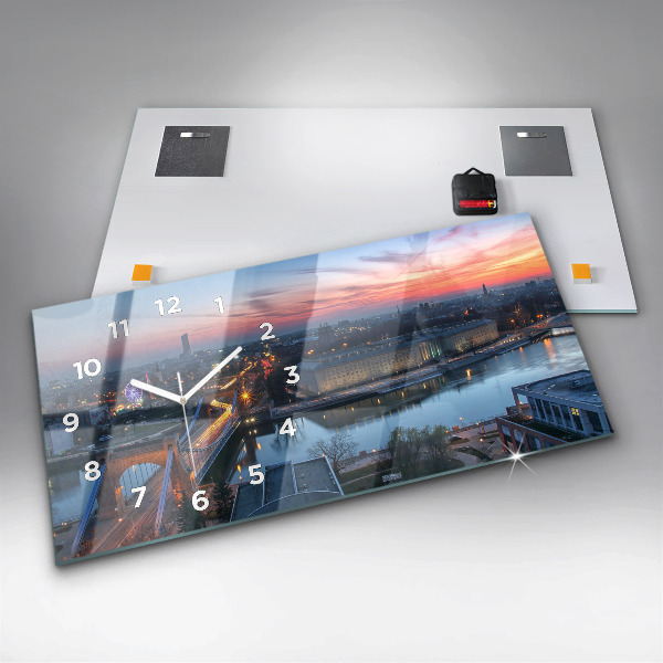 Horizontal wall clock Wroclaw from a drone