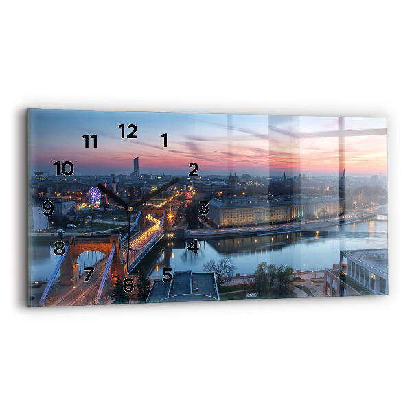 Horizontal wall clock Wroclaw from a drone