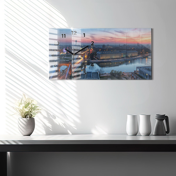 Horizontal wall clock Wroclaw from a drone