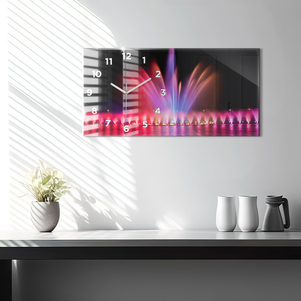 Horizontal wall clock Wroclaw Fountain at Night