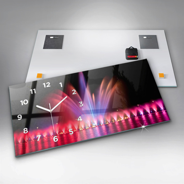 Horizontal wall clock Wroclaw Fountain at Night