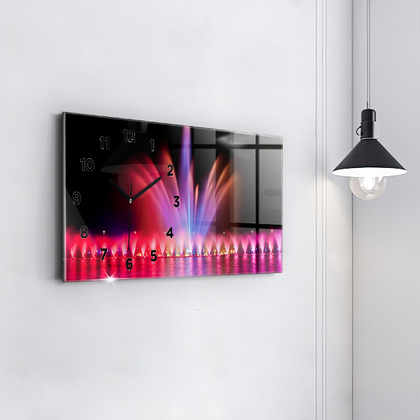 Horizontal wall clock Wroclaw Fountain at Night