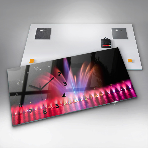 Horizontal wall clock Wroclaw Fountain at Night