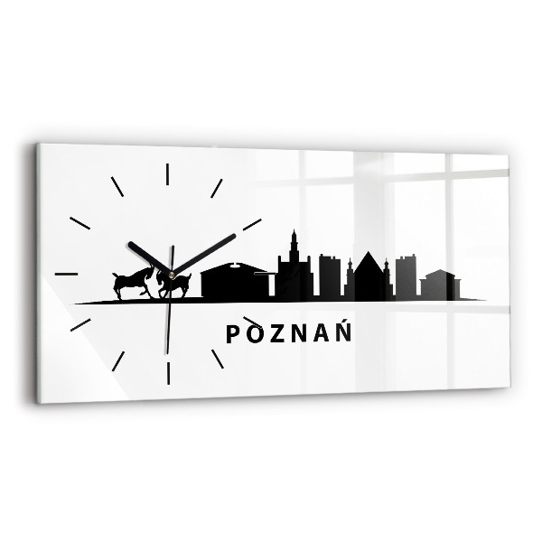 Horizontal wall clock Poznan panorama graphics