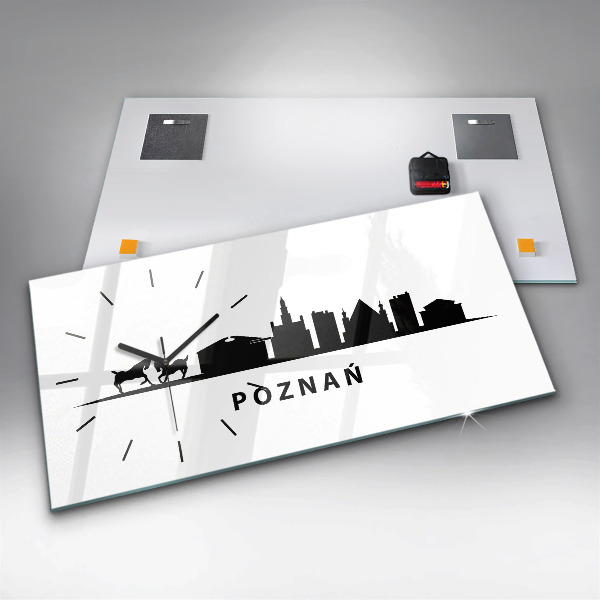 Horizontal wall clock Poznan panorama graphics