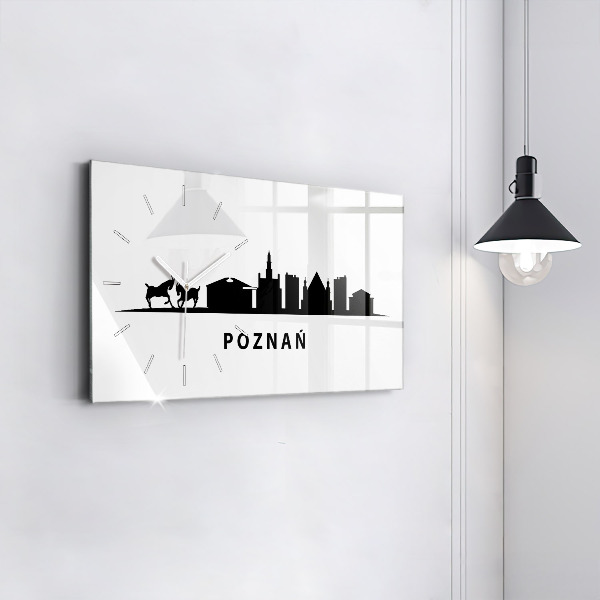 Horizontal wall clock Poznan panorama graphics