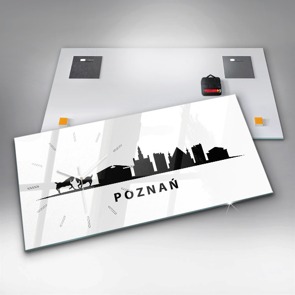 Horizontal wall clock Poznan panorama graphics