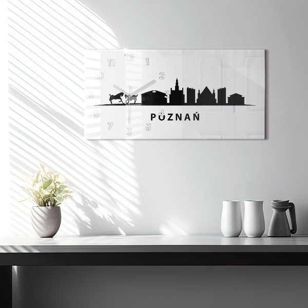 Horizontal wall clock Poznan panorama graphics