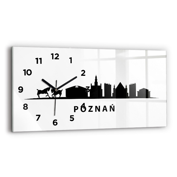 Horizontal wall clock Poznan panorama graphics