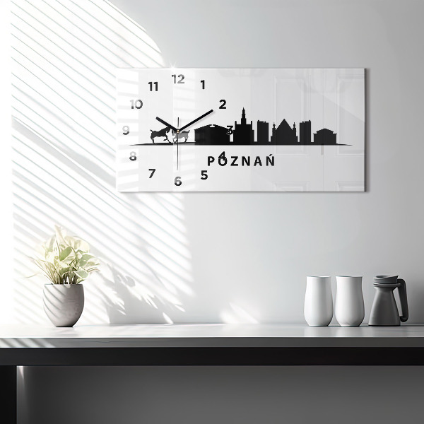 Horizontal wall clock Poznan panorama graphics