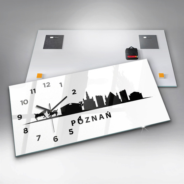 Horizontal wall clock Poznan panorama graphics