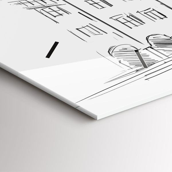 Horizontal wall clock Sketch of the old town of Poznań