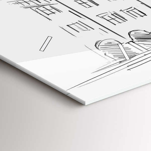 Horizontal wall clock Sketch of the old town of Poznań