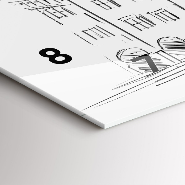 Horizontal wall clock Sketch of the old town of Poznań