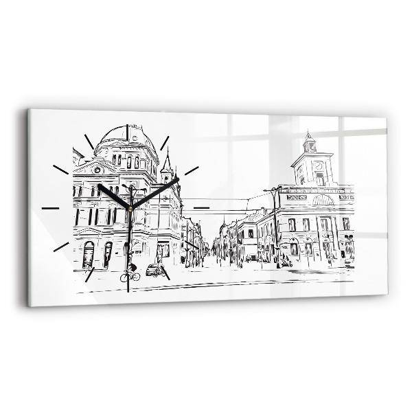 Horizontal wall clock Illustration of the city of Poznań