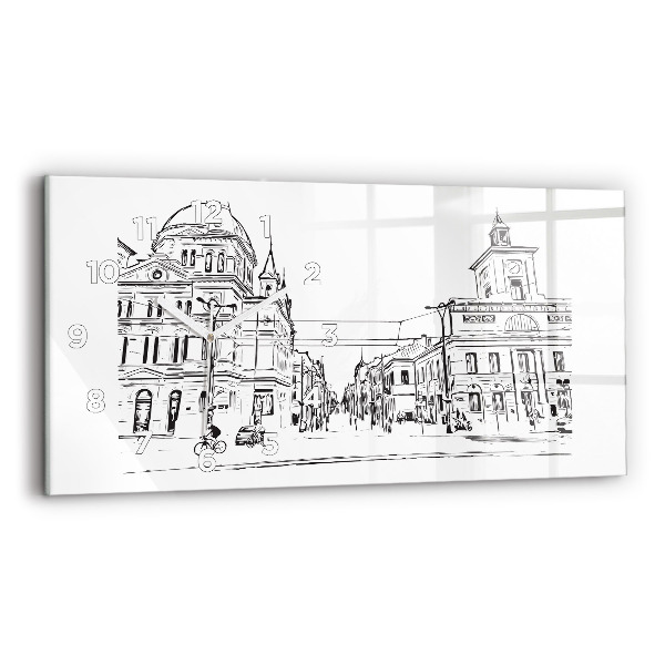 Horizontal wall clock Illustration of the city of Poznań