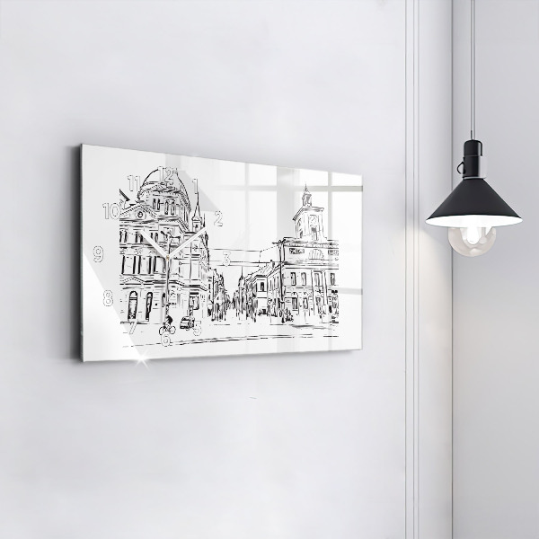 Horizontal wall clock Illustration of the city of Poznań