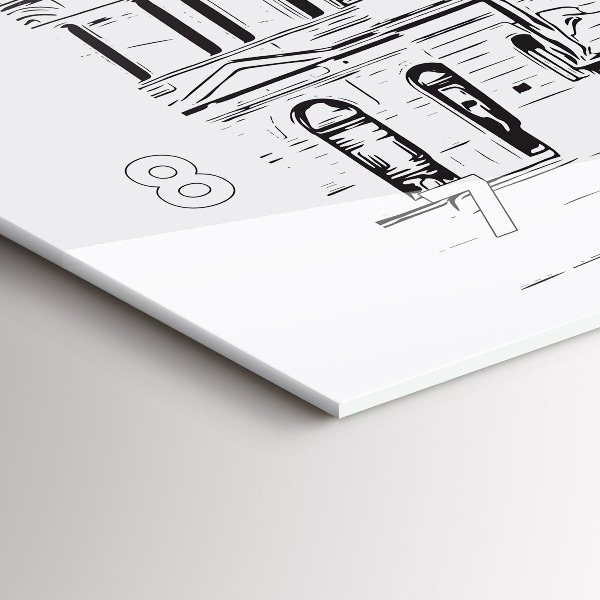 Horizontal wall clock Illustration of the city of Poznań