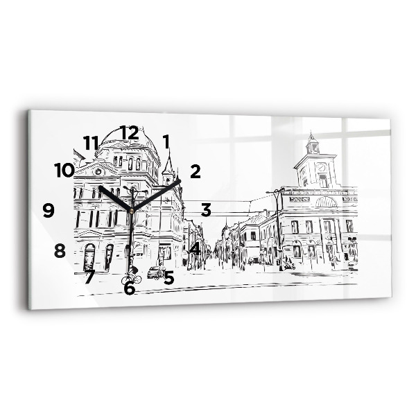 Horizontal wall clock Illustration of the city of Poznań
