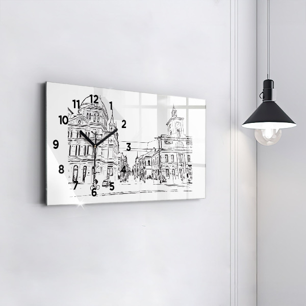 Horizontal wall clock Illustration of the city of Poznań