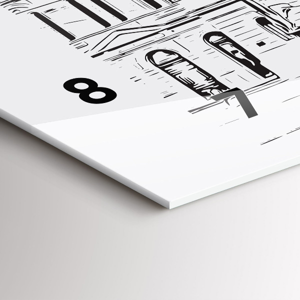 Horizontal wall clock Illustration of the city of Poznań