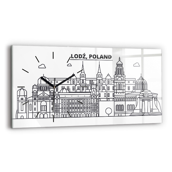 Horizontal wall clock Lodz architecture panorama
