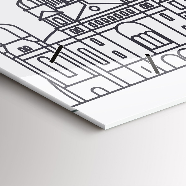 Horizontal wall clock Lodz architecture panorama