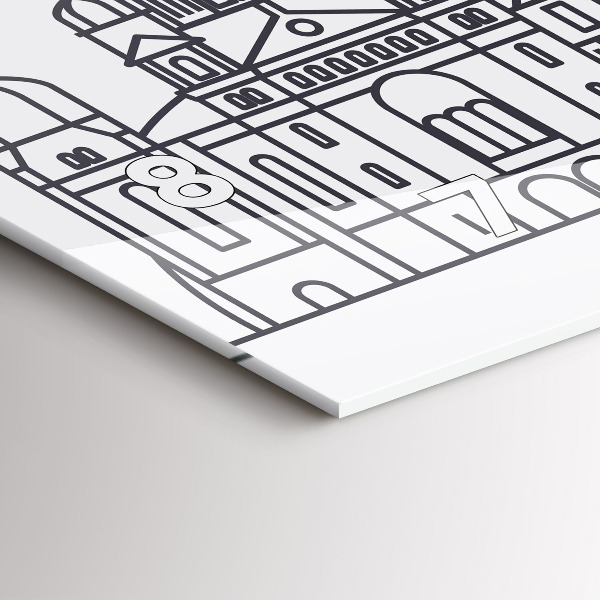 Horizontal wall clock Lodz architecture panorama