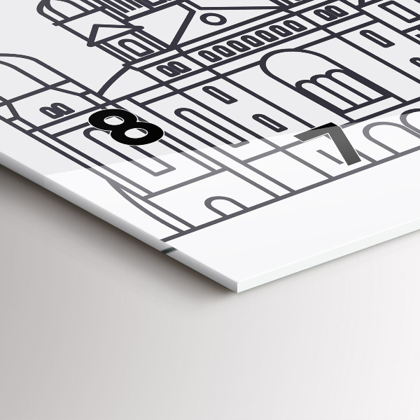 Horizontal wall clock Lodz architecture panorama