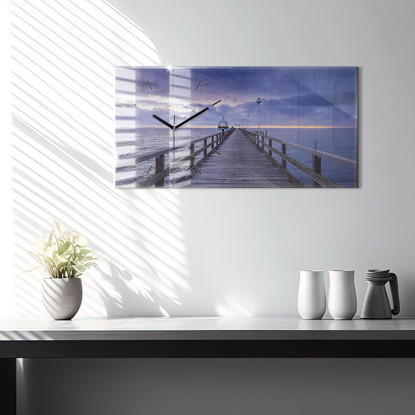 Horizontal wall clock Pier on the Baltic Sea